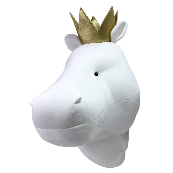 White hippo with a crown