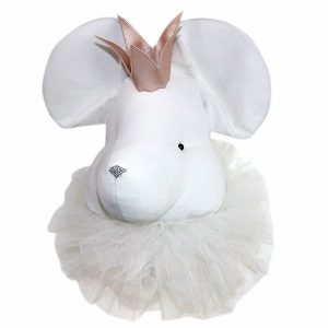 Love Me Decoration - White mouse with a crown and a white collar