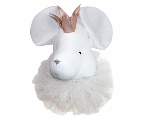 Love Me Decoration - White mouse with a crown and a white collar