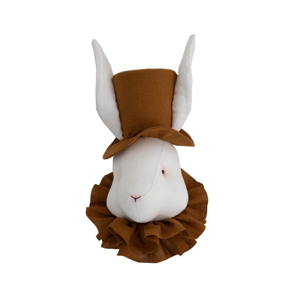 Love Me Decoration - Linen rabbit with a mustard hat