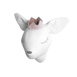 Love Me Decoration - White velvet deer with a crown