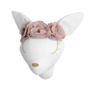 Love Me Decoration - White linen deer with pouder flowers
