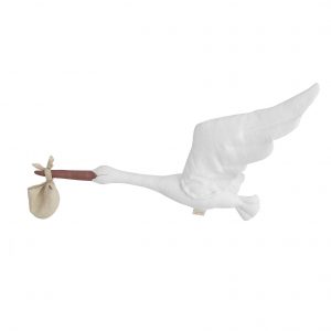Love Me Decoration - Stork linen white with sack