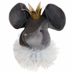 Grey mouse with a crown and a white collar
