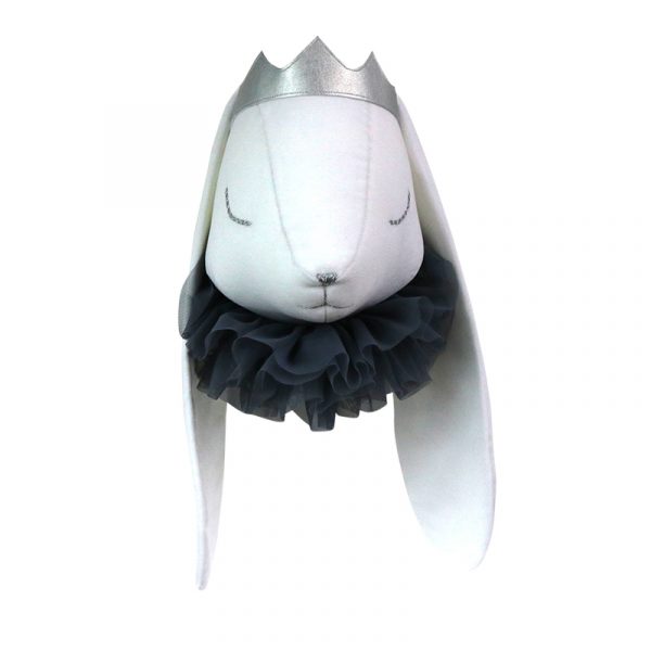 Love Me Decoration - Velvet rabbit with a crown and a graphite collar