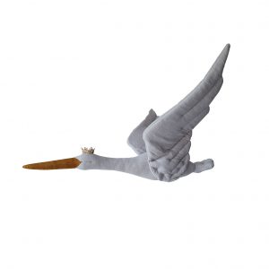 Love Me Decoration - Linen stork with a crown pigeon