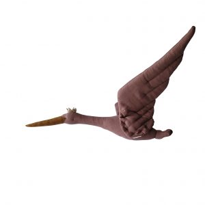 Love Me Decoration - Linen stork with a crown sand