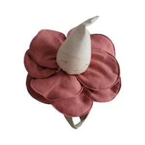 Elf in a dusty rose flower